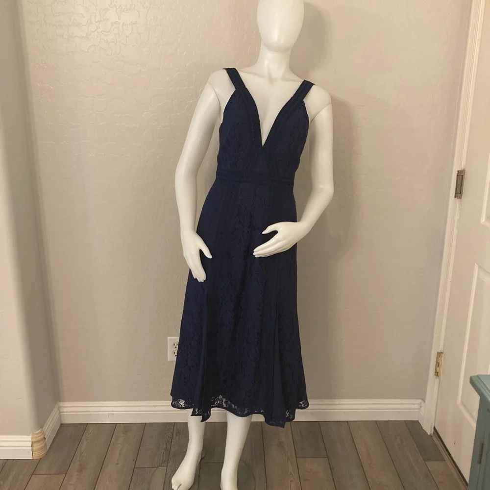 Revolve Keepsake The Label Navy Blue Holder Lace Midi Dress XS